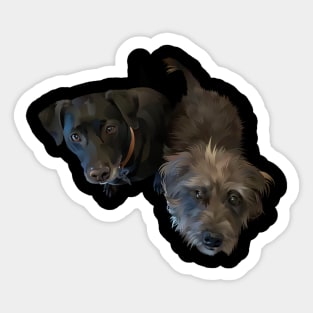 Double Black Dog's- vector art the dog Sticker